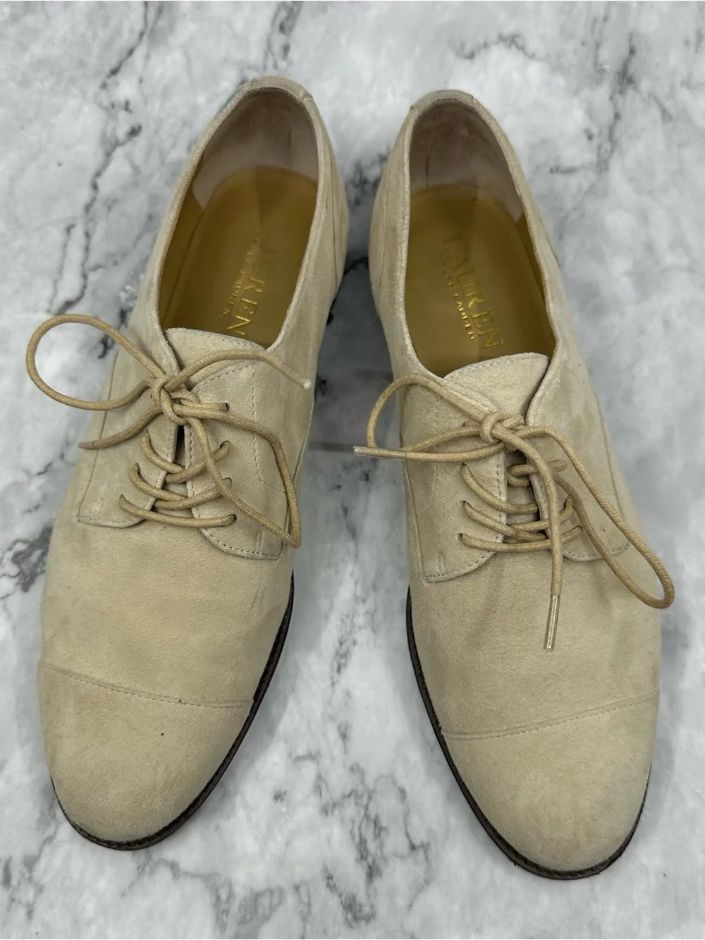 Lauren Ralph Lauren Men's Light Beige Suede Derby Oxfords